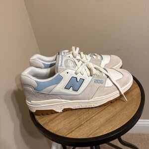 New Balance 550 White and Light Blue Sneakers